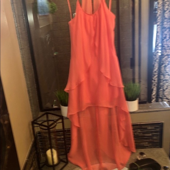 Hailey coral formal high/low maxi dress - Picture 3 of 7